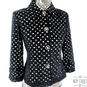 CHARTER CLUB Embroidered Open Eyelet Button Front Cotton Jacket P/P  0-2